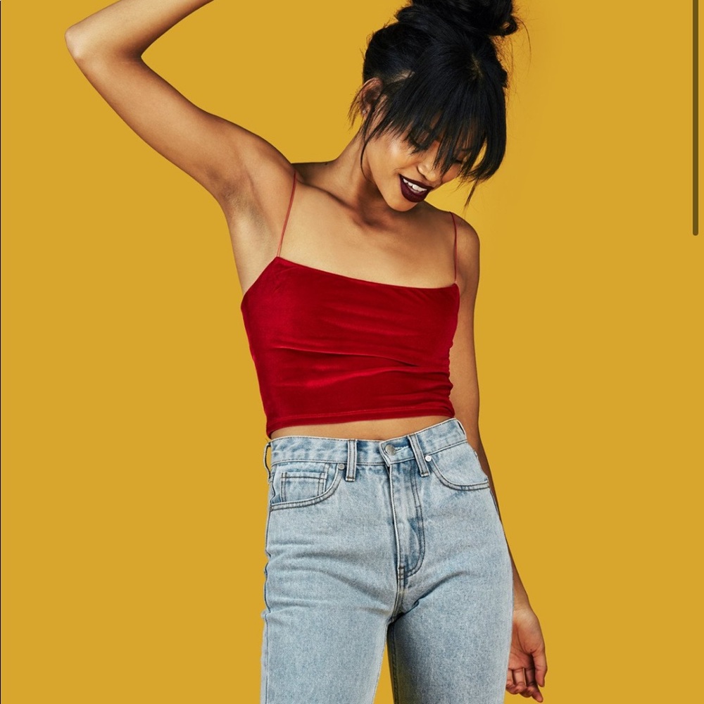 UNIF Red Velvet Skinny Strap Crop Top